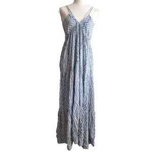 NWT Natalie Martin Blue Zig Zag Maxi Sun Dress Boho Coastal Vacation Resort Wear